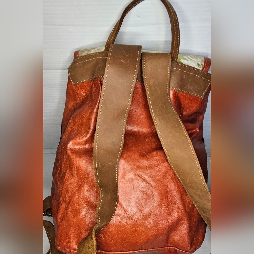 Authentic Hair-On Cowhide Leather Backpack Rustic Western Travel Bag Made in USA - Picture 4 of 13